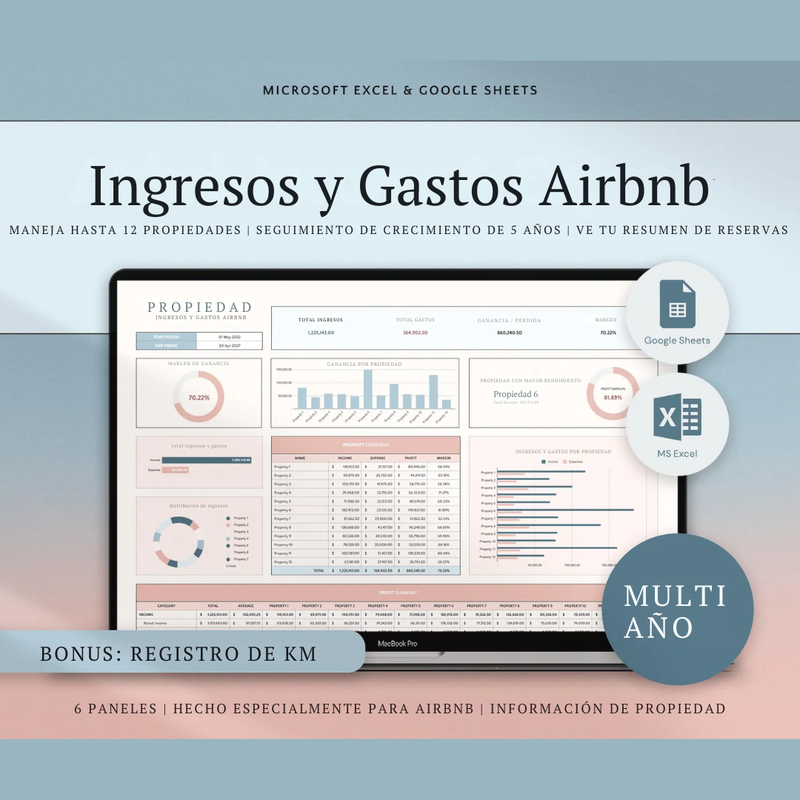 Balance Airbnb – 6 plantillas profesionales para ingresos y gastos de anfitriones + BONUS 📊