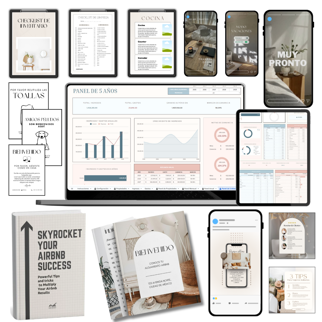 Paquete Superhost Definitivo 🥇: Todo lo Profesional + Reels/TikTok + eBook + BONUS 📈